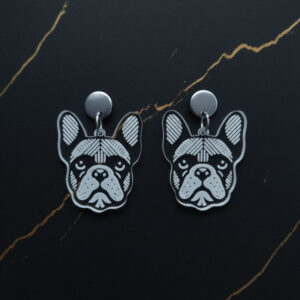 Aretes Bulldog Francés Transparentes